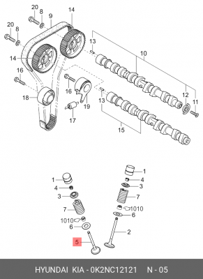 Kia Spectra 1,6 клапан выпускной 0K2NC12121 HYUNDAI KIA