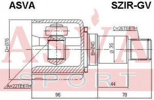 Suzuki Grand Vitara 05- ШРУС внутренний правый SZIR-GV ASVA