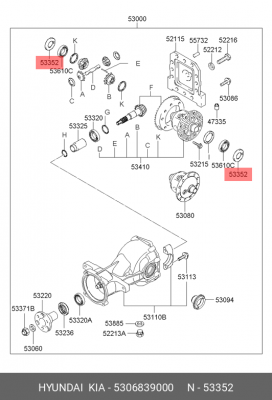 Hyundai SantaFe 00-05 Сальник привода заднего редуктора 5306839000 HYUNDAI KIA