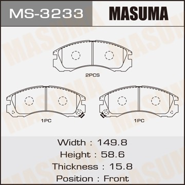 Колодки тормозные передние MS3233 MASUMA