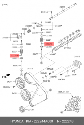 Kia Sorento Маслосъемный колпачек 222244A000 HYUNDAI KIA