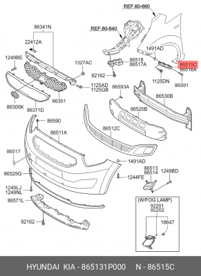 Kia Venga Крепление бампера левое 865131P000 HYUNDAI KIA