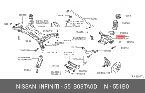 Nissan Teana рычаг подпружинный задней подвески правый 551B0-3TA0D NISSAN INFINITI