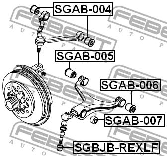 SS Kyron/Actyon 07-09 Сайлентблок рычага перед нижн зад SGAB-006 FEBEST