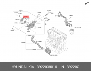 Hyundai Ix35/Sportage 10- Датчик температуры в корпус термостата (с прокладкой) 3922038010 HYUNDAI KIA