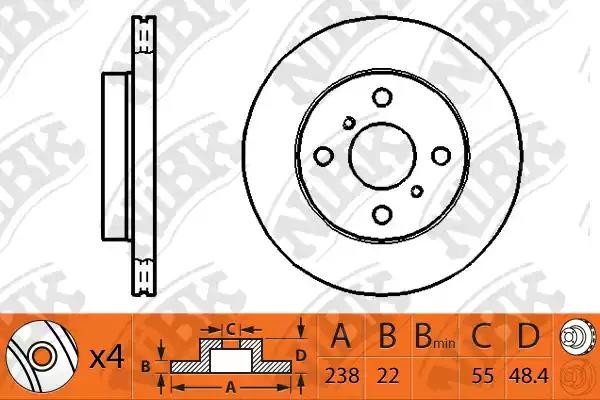 Toyota Corolla диск тормозной передний NIBK RN1250 NIBK