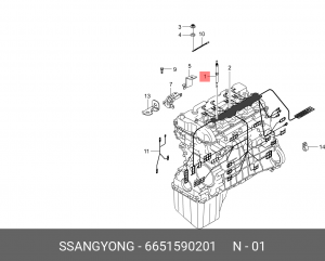 SS 2,0-2,7 Свеча накаливания (желтый-белый 11v) 6651590201 SSANG YONG