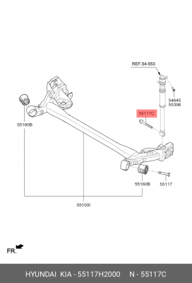 Hyundai Solaris 17-/Kia Rio 17- болт крепления заднего амортизатора нижний 55117H2000 HYUNDAI KIA