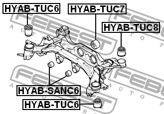 Hyundai SantaFe 06-12/Tucson, ix35 10- сайлентблок заднего редуктора к подрамник HYAB-SANC6 FEBEST