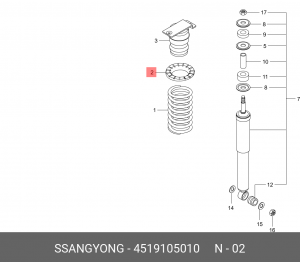 SS Actyon 06-/Kyron 05-/Rexton 02-  проставка задней пружины 4519105010 SSANG YONG