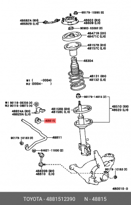 Toyota Corolla(E150) 06-, Auris 06- втулка стабилизатора переднего правая 48815-12390 TOYOTA