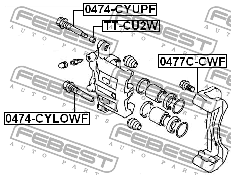 Mitsubishi ASX, Lancer 10, Outlander 06-, Pajero 3, 4 палец переднего суппорта н 0474-CYLOWF FEBEST