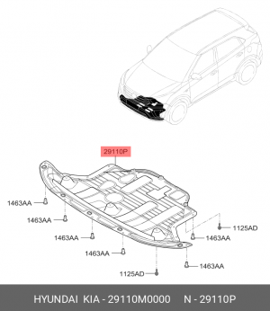 Hyundai Creta защита двигател пластиковая 29110M0000 HYUNDAI KIA