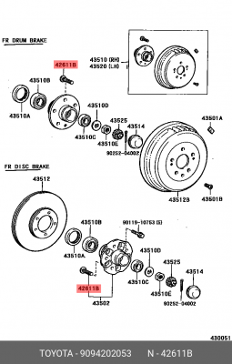 Toyota LC шпилька колесная 90942-02053 TOYOTA