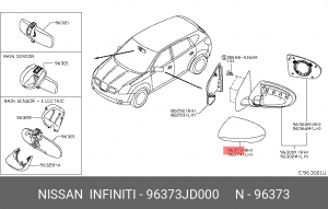 Nissan Qashqai+2 накладка зеркала прав. 96373-JD000 NISSAN INFINITI
