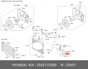 Hyundai Getz Бачок расширительный 254311C000 HYUNDAI KIA