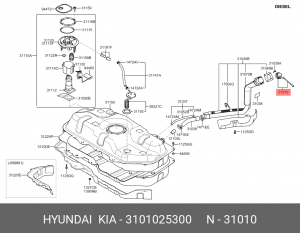 Hyundai Accent 99-/Getz/Rio 00-05 крышка бензобака 3101025300 HYUNDAI KIA