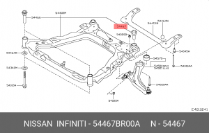 Nissan Qashqai, X-Trail T31 сайлентблок подрамника задний 54467-BR00A NISSAN INFINITI