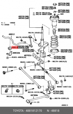 Toyota CAMRY ACV40,GSV40, 50  втулка стабилизатора заднего 48818-12170 TOYOTA