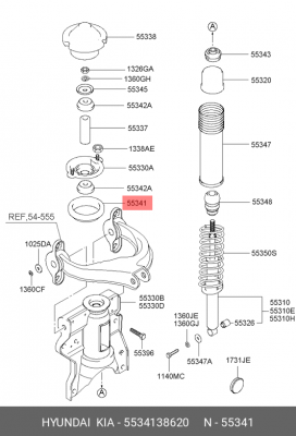 Hyundai Sonata EF - Демпфер пружины задней подвески верхний 5534138620 HYUNDAI KIA