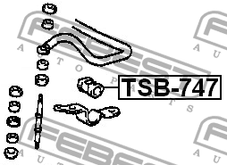 Toyota Corolla 95-01 втулка переднего стабилизатора TSB-747 FEBEST