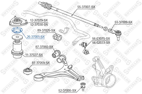 Honda STEP WAGON опорный подшипник переднего амортизатора 26-37001-SX STELLOX