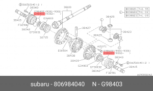 КОЛЬЦО УПЛОТНИТЕЛЬНОЕ ДИФФЕРЕНЦИАЛА 806984040 SUBARU