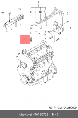 GM Lacetti/Nexia Dohc/AveoF14D3/Rezzo BKR6E-11(аналог V-line14) 96130723 GENERAL MOTORS