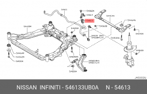 Nissan X-Trail (T31), Qashqai втулка переднего стабилизатора 54613-3UB0A NISSAN INFINITI