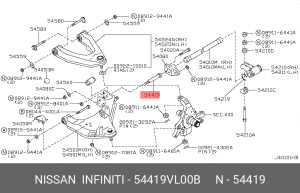 Nissan NP300 болт крепления нижнего рычага задний 54419-VL00B NISSAN INFINITI