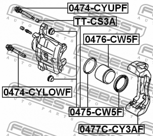 Mitsubishi Lancer 10 Скоба суппорта переднего 0477C-CY3AF FEBEST