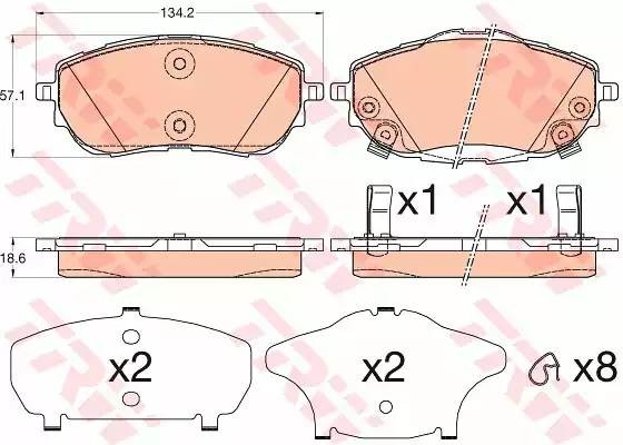 Toyota Corolla NEW 13-, Auris (UKP)12- колодки передние GDB3598 TRW