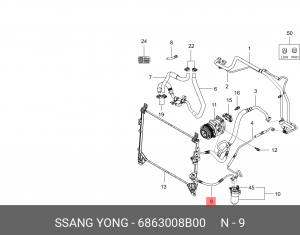SS Трубка кондиционера 6863008b00 6863008B00 SSANG YONG