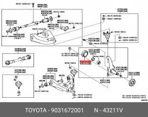 Toyota Land Cruiser Prado 120 02-09 сальник передней ступицы внутренний 90316-72001 TOYOTA