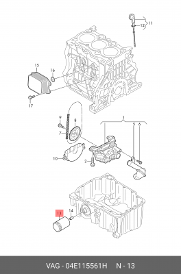 VAG 1.2-1.6, TFSI 12- фильтр масляный    (см. ВИН  ПРОВЕРЯЙ) Polo sedan 15- 90,  04E 115 561 H VAG