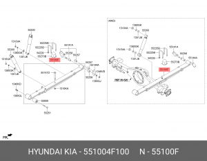 Hyundai Porter II 07- рессора зад всборе 551004F100 HYUNDAI KIA