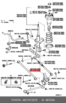 Toyota Avensis Тяга развальная задняя 48710-12270 TOYOTA