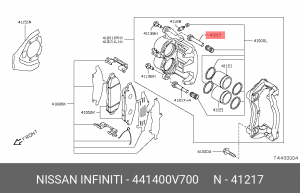 Nissan Pathfinder R51 направляющая суппорта переднего верхняя 44140-0V700 NISSAN INFINITI