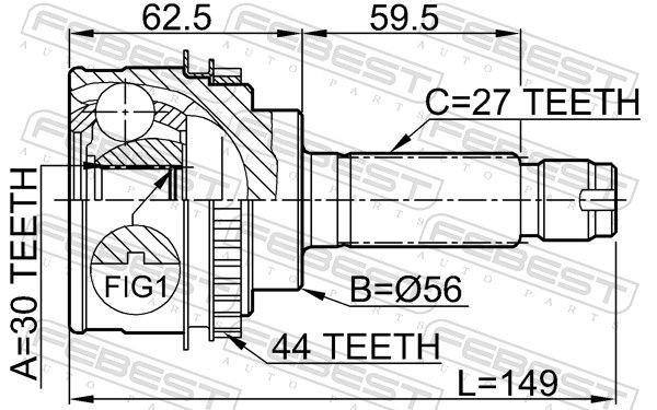 SUBARU IMPREZA G11 2000-2007 шрус наружный 0810-026A44 FEBEST