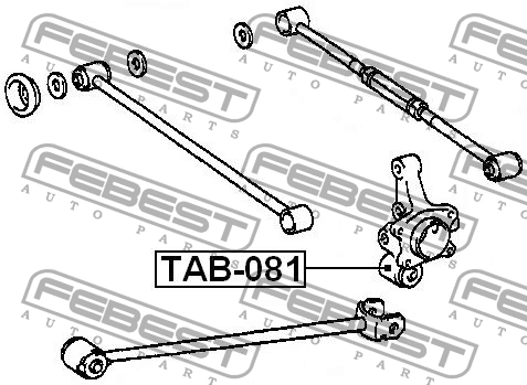 TOYOTA Carina E 92- Сайлентблок заднего продольного рычага в цапфе TAB-081 FEBEST