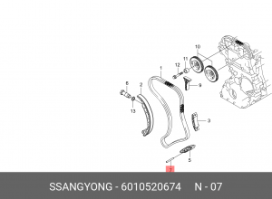 SS Направляющая успокоителя цепи 6010520674 SSANG YONG
