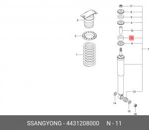 SS Kyron втулка перед амортизатора нижняя 4431208000 SSANG YONG