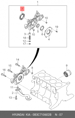 САЛЬНИК КОЛЕНВАЛА ПЕРЕДНИЙ 0B3C710602B HYUNDAI KIA
