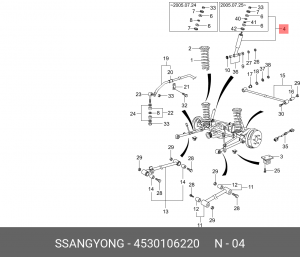 SS Korando Musso аммортизатор задний  газ 4530106220 SSANG YONG