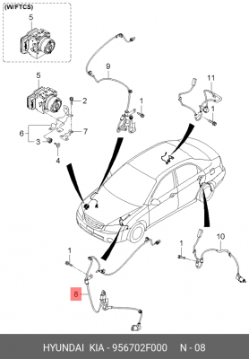 Hyundai / Kia датчик ABS передний левый 95670-2F000 HYUNDAI KIA