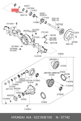 Kia Sorento 02-08 сальник зад полуоси внутренний 522183E100 HYUNDAI KIA