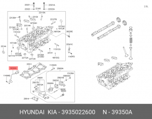 Hyundai Accent Тага все/Getz 1.3-1.6/Verna 06/Rio 06/ датчик пол.распредвала 39350-22600 HYUNDAI KIA