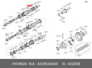 Hyundai SantaFe 00 Подшипник игольчатый 4-ой передачи 432853A060 HYUNDAI KIA