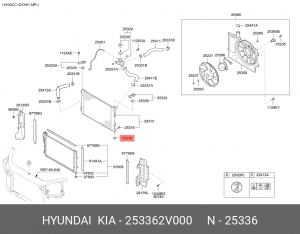 HYUNDAI SOLARIS 11- втулка крепления радиатора нижняя 253362V000 HYUNDAI KIA