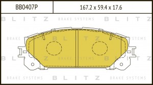 Lexus RX270\350\450H 09-, NX 14-, Toyota Highlander 08-14- тормозные колодки пер BB0407P BLITZ